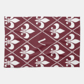Linge De Cuisine Bourgogne Fleur de Lis avec monogramme initial (Horizontal)