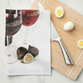 Linge De Cuisine Bouteille et verres de vin (Quart Plié)