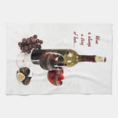 Linge De Cuisine Bouteille et verres de vin (Horizontal)