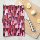 Linge De Cuisine Bouteilles de vin, nuances de prune, arrière - pla (Quart Plié)