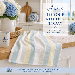 Linge De Cuisine Boutique Rayure Côtière Pastel des Hamptons