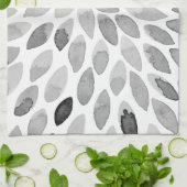 Linge De Cuisine Boutons de brosse d'aquarelle - noir et blanc (Plié)