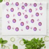 Linge De Cuisine Boutons et rubans roses et violets (Plié)