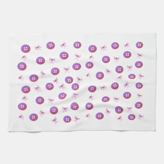 Linge De Cuisine Boutons et rubans roses et violets (Horizontal)