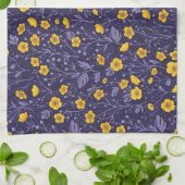 Linge De Cuisine Boutons jaunes et violets (Plié)
