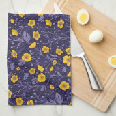 Linge De Cuisine Boutons jaunes et violets (Quart Plié)