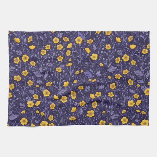 Linge De Cuisine Boutons jaunes et violets (Horizontal)