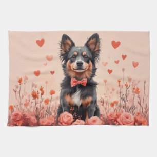 Linge De Cuisine Bovins australiens avec des roses - Saint-Valentin