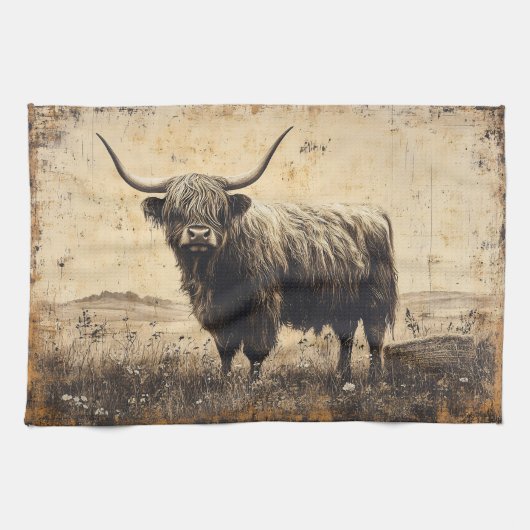 Linge De Cuisine Bovins rustiques des Highlands (Horizontal)