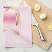 Linge De Cuisine Bow en verre rose avec pierre centrale (Quart Plié)
