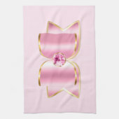 Linge De Cuisine Bow en verre rose avec pierre centrale (Vertical)