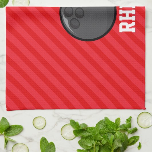 Linge De Cuisine Bowling; Scarlet Red Stripes (Plié)