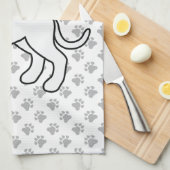 Linge De Cuisine Boxe blanche mignonne caricature chien & pattes (Quart Plié)