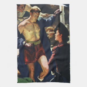 Linge De Cuisine Boxe de sports vintages, Boxer quittant la ceintur