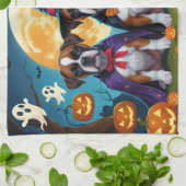 Linge De Cuisine Boxer Chiens Citrouille Halloween Funny (Plié)