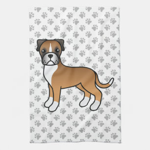 Linge De Cuisine Boxer Fauve Chien de Dessin Animé Mignon & Pattes