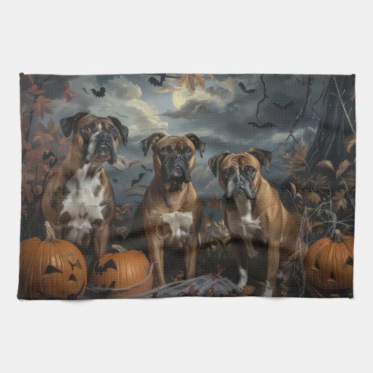 Linge De Cuisine Boxer Halloween Night Doggy Délice (Horizontal)