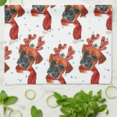 Linge De Cuisine Boxer race Aquarelle Chien Motif Étoiles Noël (Plié)