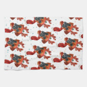 Linge De Cuisine Boxer race Aquarelle Chien Motif Étoiles Noël (Horizontal)