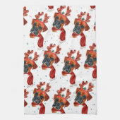 Linge De Cuisine Boxer race Aquarelle Chien Motif Étoiles Noël (Vertical)
