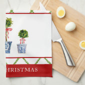 Linge De Cuisine Boxwood Topiary avec treillis Noël (Quart Plié)