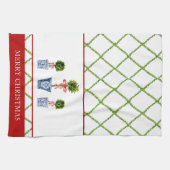 Linge De Cuisine Boxwood Topiary avec treillis Noël (Horizontal)