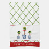 Linge De Cuisine Boxwood Topiary avec treillis Noël (Vertical)