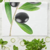 Linge De Cuisine Branche avec olives noires (Plié)