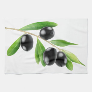 Linge De Cuisine Branche avec olives noires