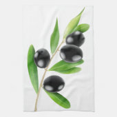 Linge De Cuisine Branche avec olives noires (Vertical)