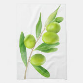 Linge De Cuisine Branche avec olives vertes (Vertical)