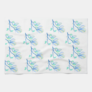 Linge De Cuisine Branche de magnolia à l'aquarelle bleu-vert botani