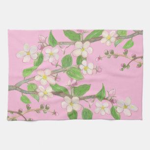 Linge De Cuisine Branche de pommiers en fleurs Pastel rose