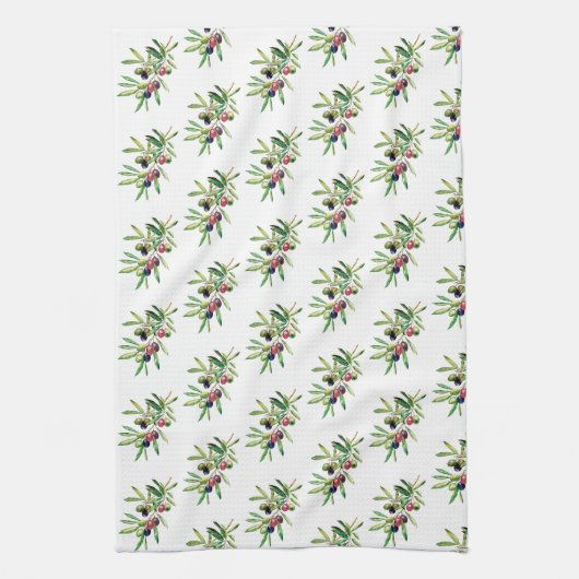 Linge De Cuisine Branche d'olive aquarelle (Vertical)