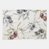 Linge De Cuisine Branche d'olive aquarelle toscane rustique (Horizontal)