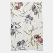 Linge De Cuisine Branche d'olive aquarelle toscane rustique (Vertical)