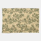 Linge De Cuisine Branche d'olivier vert Motif méditerranéen (Horizontal)