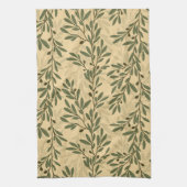 Linge De Cuisine Branche d'olivier vert Motif méditerranéen (Vertical)