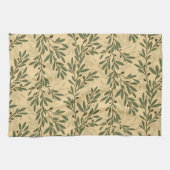 Linge De Cuisine Branche d'olivier vert Motif méditerranéen (Horizontal)