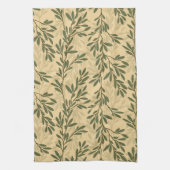 Linge De Cuisine Branche d'olivier vert Motif méditerranéen (Vertical)