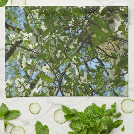 Linge De Cuisine Branche of Dogwood Blossoms Spring Trees (Plié)