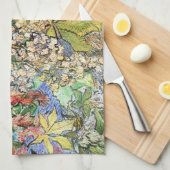 Linge De Cuisine Branches de châtaignes florissantes par Vincent va (Quart Plié)