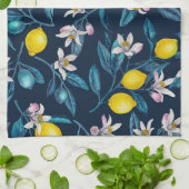 Linge De Cuisine Branches de citron avec fleurs et fruits sur le bl (Plié)