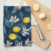 Linge De Cuisine Branches de citron avec fleurs et fruits sur le bl (Quart Plié)