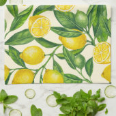 Linge De Cuisine Branches de citron vert et jaune (Plié)