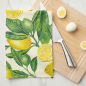 Linge De Cuisine Branches de citron vert et jaune (Quart Plié)