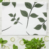 Linge De Cuisine Branches de feuillage avec des feuilles vertes sur (Plié)