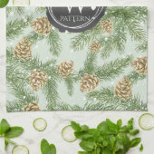 Linge De Cuisine Branches de pin et cônes de pin Motif d'aquarelle (Plié)