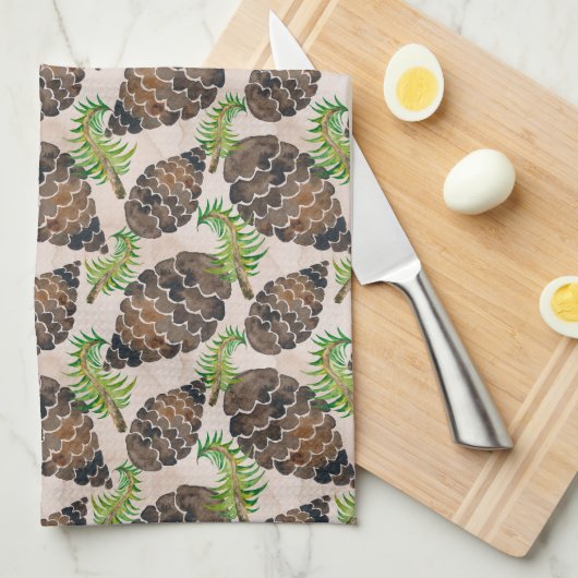 Linge De Cuisine Branches De Pins Et De Pins (Quart Plié)