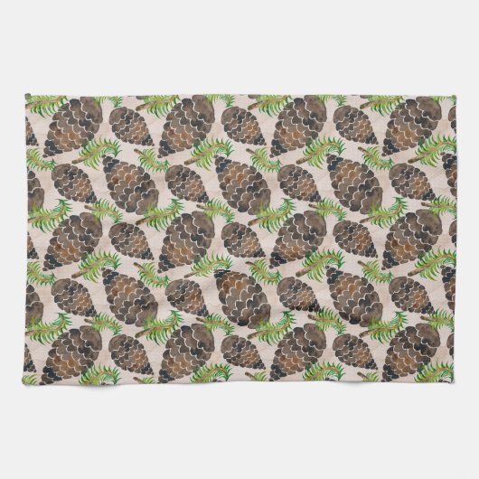 Linge De Cuisine Branches De Pins Et De Pins (Horizontal)